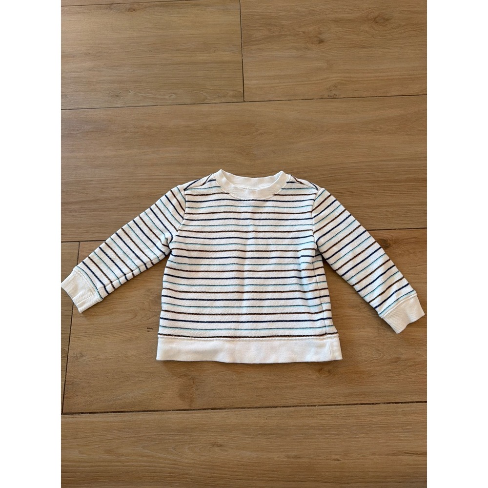 Janie and Jack Toddler Boys White Striped French Terry‎ Sweatshirt Size 2T
